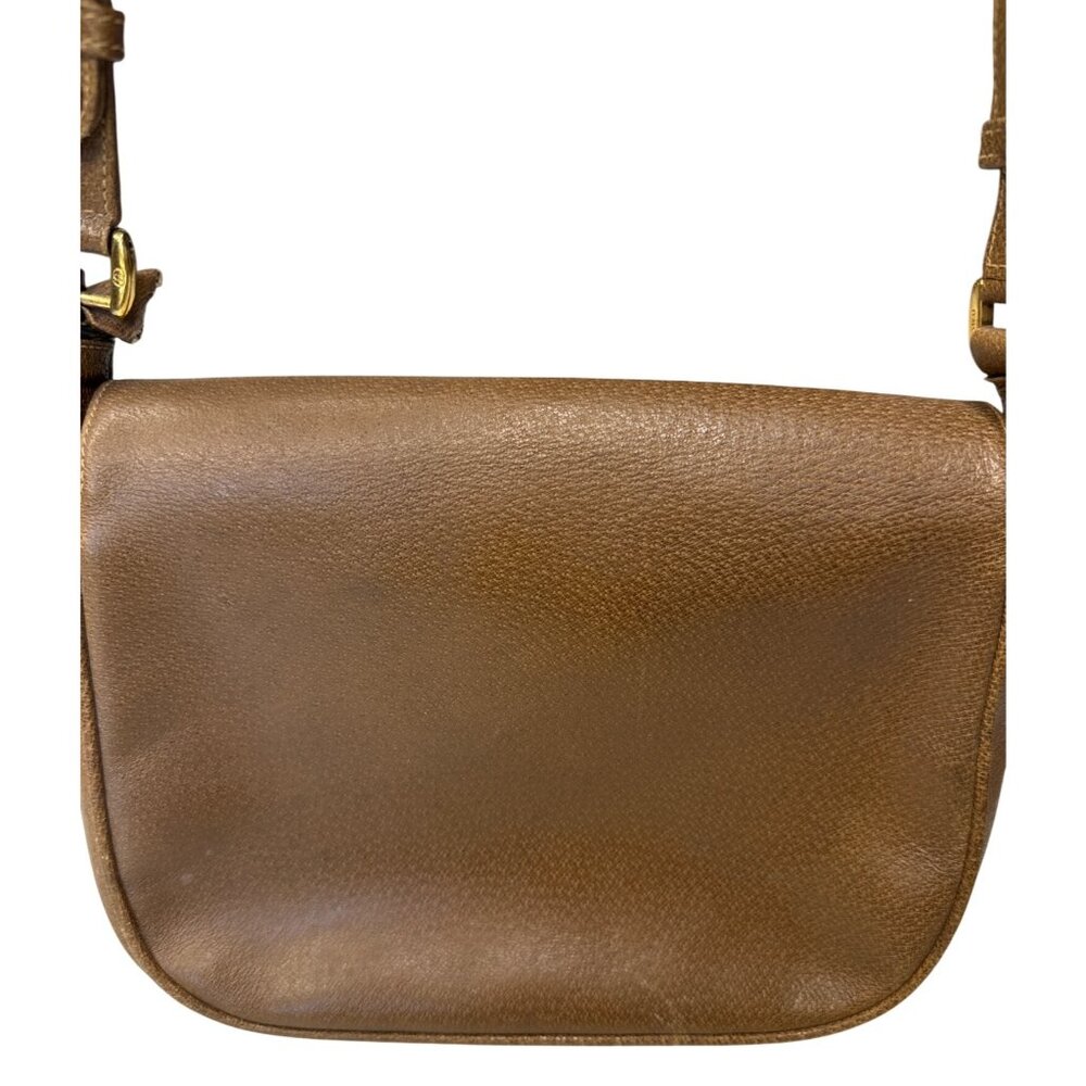 Vintage Gucci Brown Pebbled Leather Shoulder Bag W/Gold Hardware & Red Trim - Picture 3 of 16